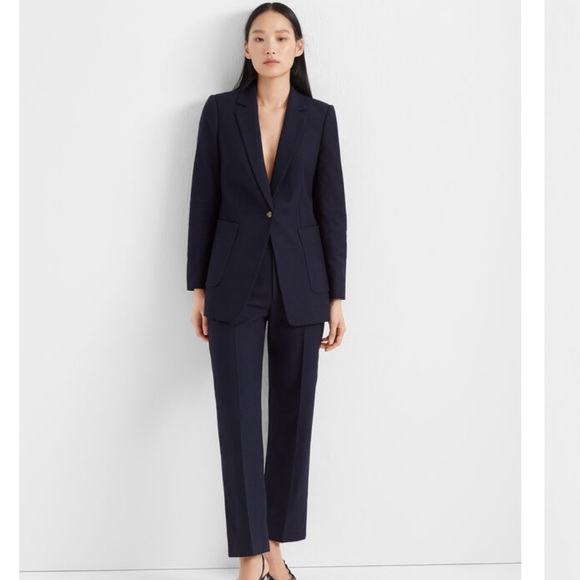 Club Monaco Jackets & Blazers - • Club Monaco • Women’s Textured Linen Blazer Navy Blue 4